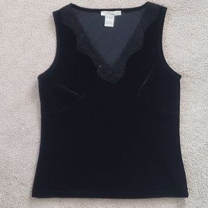 WD NY Black Velvet Top with Beads M